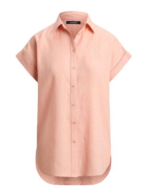 LAUREN RALPH LAUREN: camicie - Broono-manica corta-abbottonatura frontale