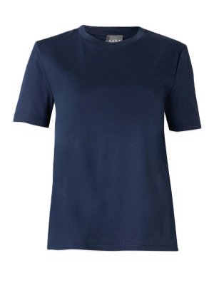 Max Mara: Strickpullover mit Rundhalsausschnitt - Rundhalspullover - Blau