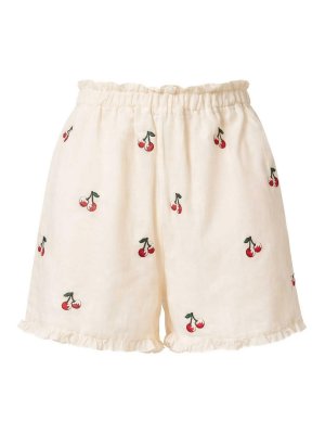 TWINSET: pantaloni shorts - Shorts con ricami di ciliegie