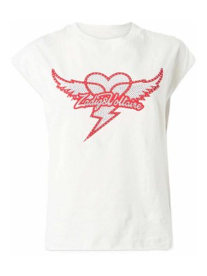 ZADIG&VOLTAIRE: leather jacket - Cloe hc heart wings rhinestone