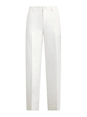 LAUREN RALPH LAUREN: casual trousers - Sendon-cropped-pleated-lt drapy linen visc.