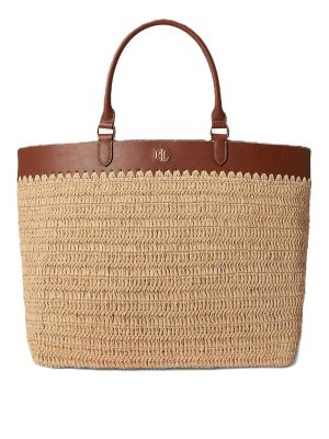 LAUREN RALPH LAUREN: totes bags - Kyla tote-tote-large-crcht wvn strw/nt s