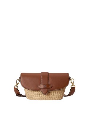 LAUREN RALPH LAUREN: shoulder bags - Lynden-shoulder bag-small-wvn straw/ntrl smth