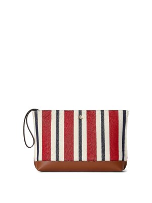 LAUREN RALPH LAUREN: clutches - Top zip pch-pouch-large-yrn dye cvs/ntrl sm