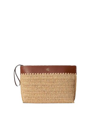 LAUREN RALPH LAUREN: clutches - Top zip pch-pouch-large-crcht wvn strw/nt s