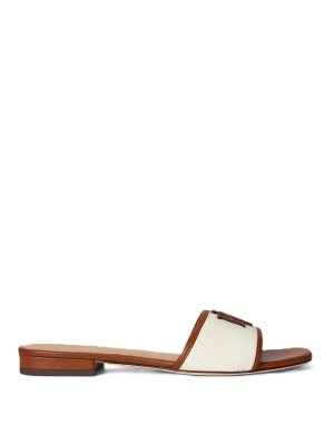 LAUREN RALPH LAUREN: sandals - Everley sld2-sandals-slide-canvas/soft nappa