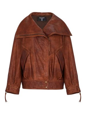 Balmain: Ledermäntel - Ledermantel - Braun