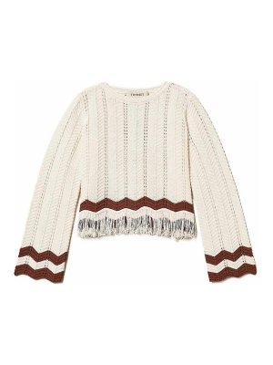 TWINSET: Strickpullover mit Rundhalsausschnitt - Rundhalspullover - Beige