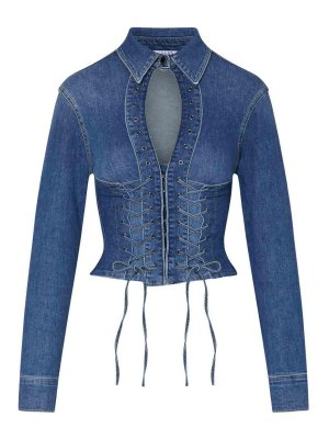 Liu Jo: camicie - Camicia In Denim Con Stringhe