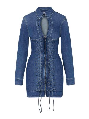 Liu Jo: camicie - Abito Corto In Denim Con Stringhe