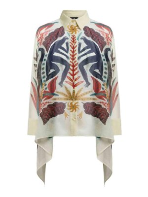 ETRO: shirts - Shirt With Handkerchief Hem And Placed Print