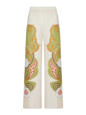 LA DOUBLEJ: pantaloni casual - Pantaloni Palazzo In Seta Con Stampa Piazzata