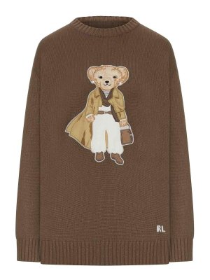 POLO RALPH LAUREN: crew necks - Ribbed Cashmere Pullover With Teddy Applique