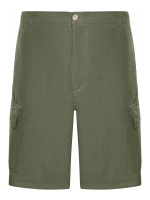 120% LINO: Trousers Shorts - Linen Cargo Bermuda Shorts