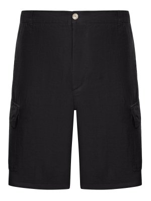 120% LINO: Trousers Shorts - Linen Cargo Bermuda Shorts