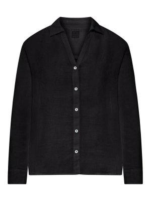 120% LINO: shirts - Linen Shirt With Collar And V-Neck