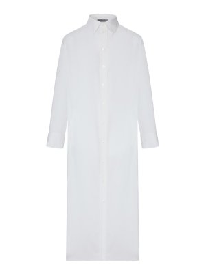 BALENCIAGA: maxi dresses - Long Chemisier Dress With Drape On The Back
