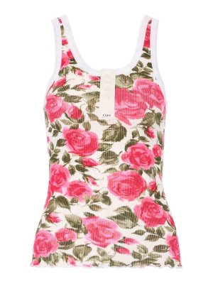 CHLOE': Tops & Tank tops - Stretch Cotton Top With Floral Print