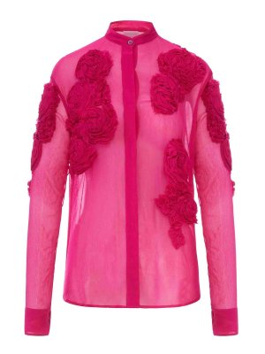DRIES VAN NOTEN: shirts - Organza Shirt With Floral Applications