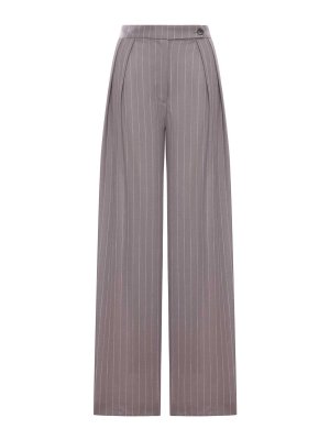 DRIES VAN NOTEN: casual trousers - Wide-Leg Pinstriped Fabric Trousers