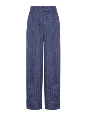 GIORGIO ARMANI: casual trousers - Printed Silk Trousers With Pleats