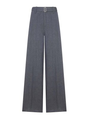 LARDINI: Pantaloni sartoriali - Pantaloni Palazzo Sartoriali In Lino Gessato