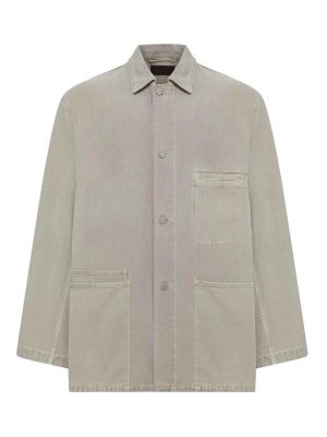 LEMAIRE: shirts - Utility Overshirt In Snow Broken Twill