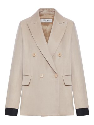 Max Mara: blazers - Over Blazer In Linen Canvas And Organza