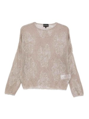 EMPORIO ARMANI: Strickpullover mit Rundhalsausschnitt - Rundhalspullover - Silber