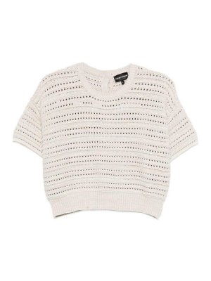 EMPORIO ARMANI: cardigans - Cotton Open-Knit Cardigan
