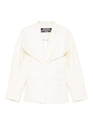 JACQUEMUS: casual jackets - La Veste Chale Wool Blend Jacket