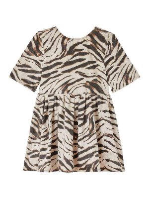 GANNI: short dresses - Zebra Print Cotton Mini Dress