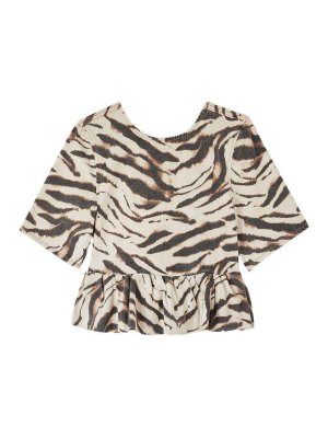GANNI: Tops & Tank tops - Zebra Print Organic Cotton Top