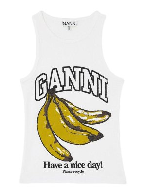 GANNI: Tops y camisetas sin mangas - Top - Blanco