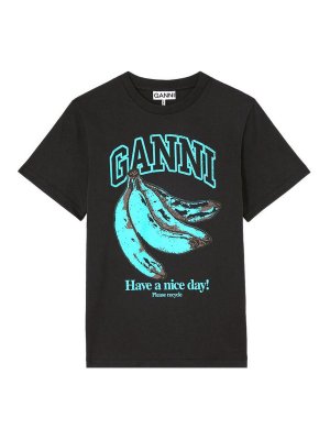 GANNI: t-shirts - Printed Cotton T-Shirt