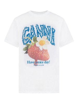 GANNI: Camisetas - Camiseta - Blanco