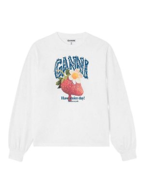 GANNI: Camisetas - Camiseta - Blanco