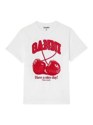 GANNI: Camisetas - Camiseta - Blanco