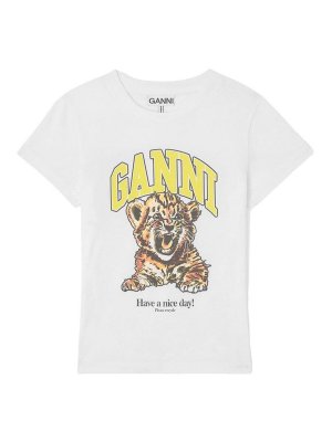 GANNI: Camisetas - Camiseta - Blanco