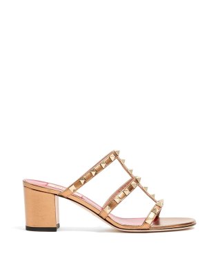 VALENTINO GARAVANI: sandali - Sandali in pelle Rockstud