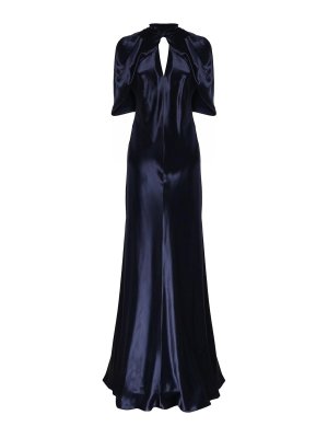 ALBERTA FERRETTI: abiti lunghi - Vestito lungo in raso con maniche a mantella