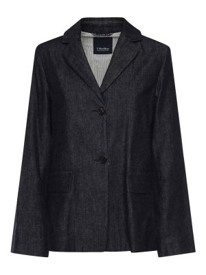 S MAX MARA: denim jacket - Single-Breasted Stretch Denim Jacket