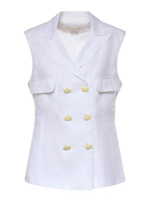 GENNY: vests - Double-Breasted Linen Vest