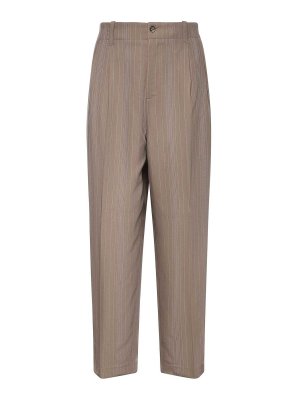 GOLDEN GOOSE: casual trousers - Wool Blend Trousers With Pinstripe Pattern
