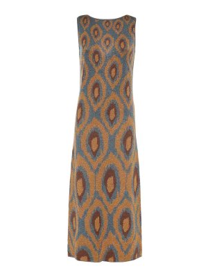 AKEP: maglia collo rotondo - Vestito Lungo Con Fantasia Geometrica
