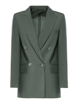 Max Mara: blazers - Double-Breasted Wool And Silk Blazer