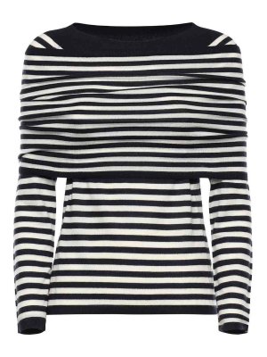 Max Mara: Strickpullover mit Rundhalsausschnitt - Rundhalspullover - Weiß