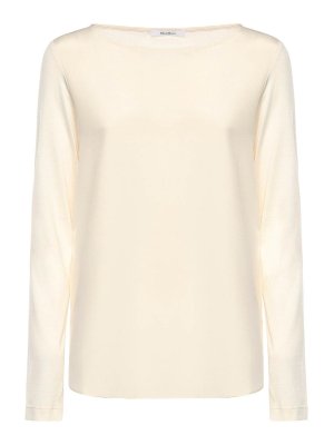 Max Mara: t-shirts - Silk Crepe De Chine And Jersey T-Shirt
