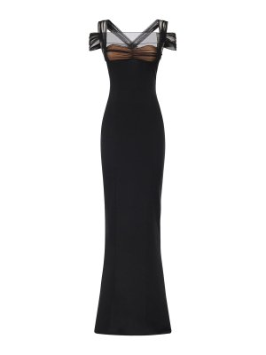 NENSI DOJAKA: maxi dresses - Long Dress With Ruffles And Tulle