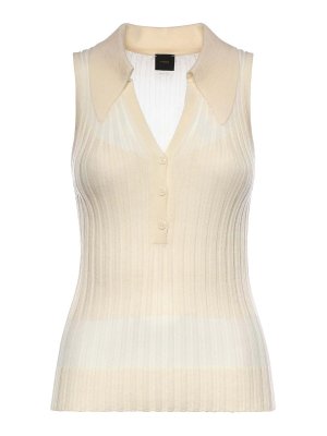 Pinko: polo shirts - Ribbed Knit Polo Tank Top